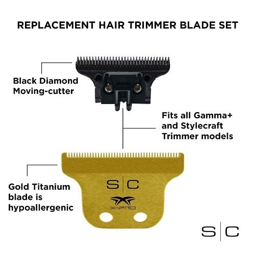 Stylecraft Gold Titanium XPro Classic Deep Tooth Trimmer Blade Set