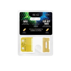 StyleCraft Fixed Gold Titanium Faper Clipper Blade w/ Moving Slim Deep Cutter Set